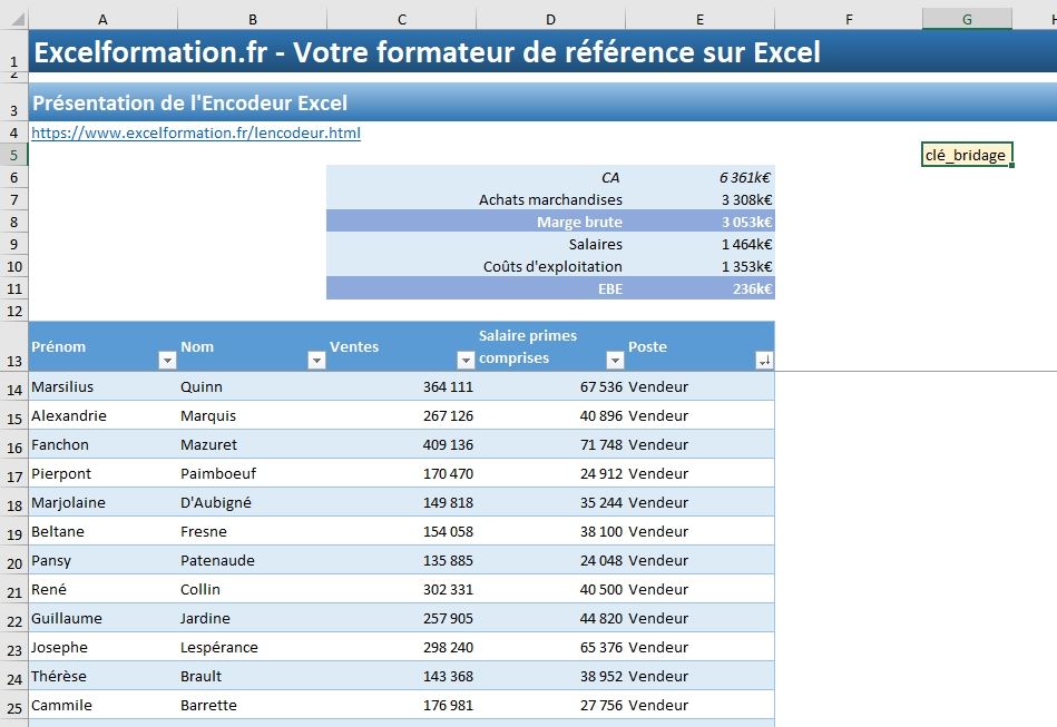 Excel formation - Présentation L'encodeur - 16
