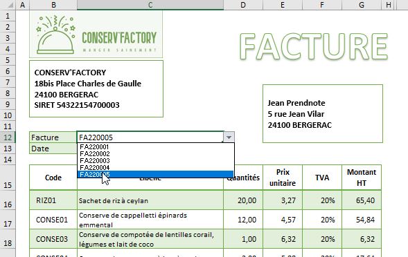 Excel formation - Facturation - 02