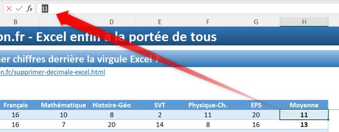 Excel formation - supprimer chiffres derrière virgule dans Excel - 06