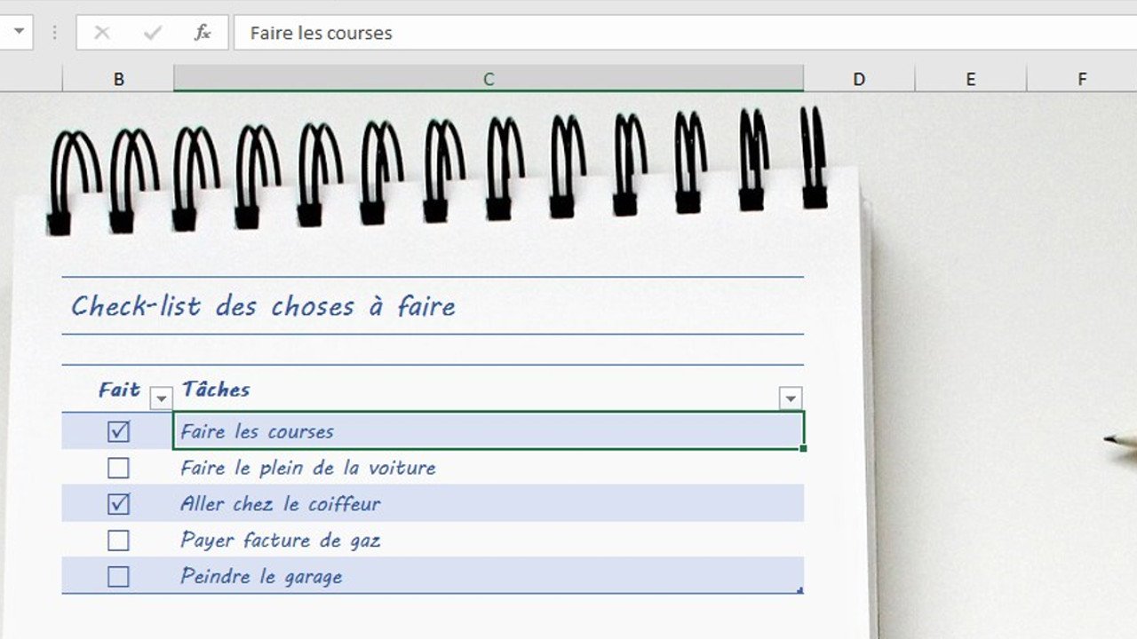 Créer une check-list dynamique (tâches, préparatifs de vacances ou