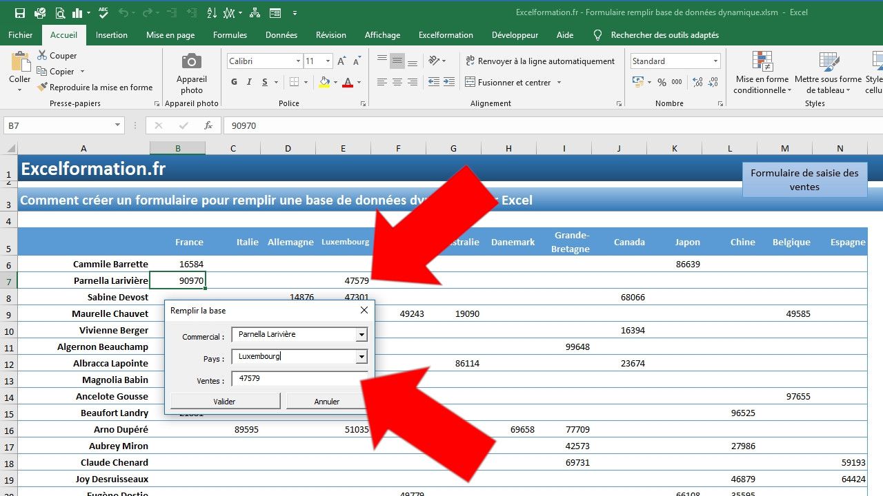 Créer un formulaire avec des champs dynamiques et auto-générés sur Excel
