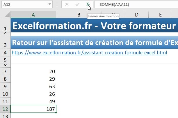 Excel formation - assistant création formules - 09