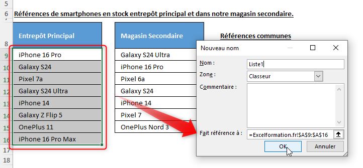 Excel formation - 0022-Comparer deux listes - 02