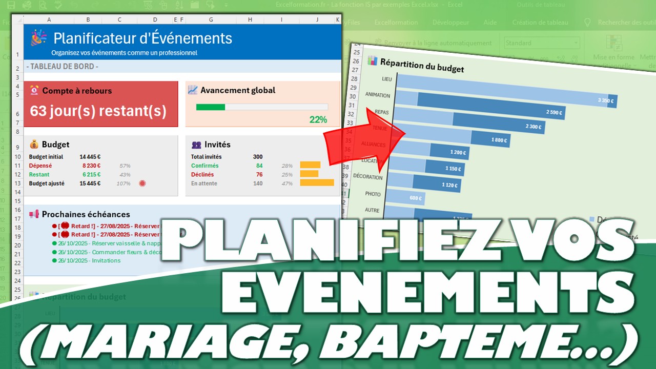 Organisez vos évènements avec le « Planificateur d’évènements » (Fichier Excel Professionnel)