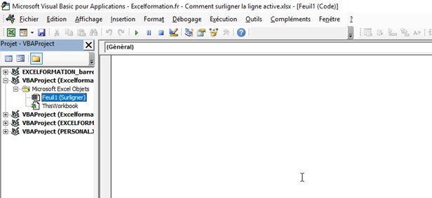 Excel formation - Comment surligner la ligne active - 12