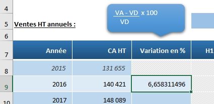 Excel formation - Calculer des pourcentages de variation sur Excel - 03