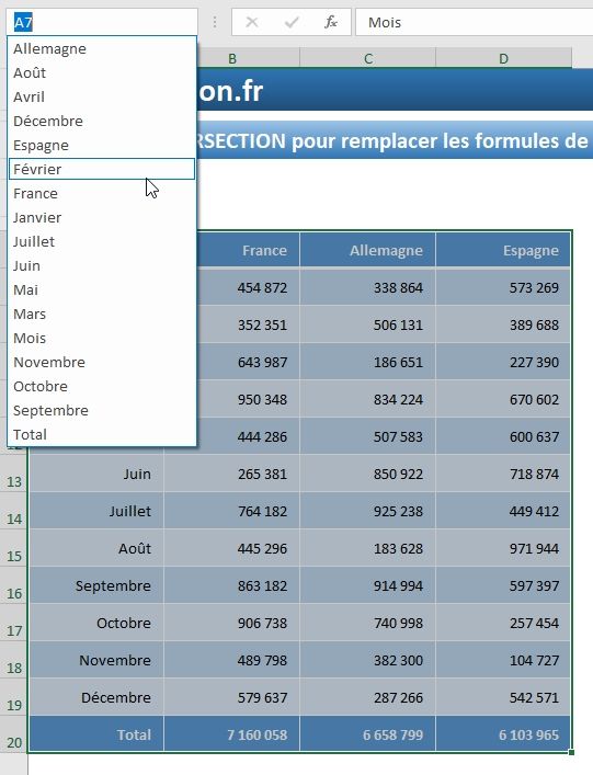 Excel formation - L'opérateur d'INTERSECTION - 08