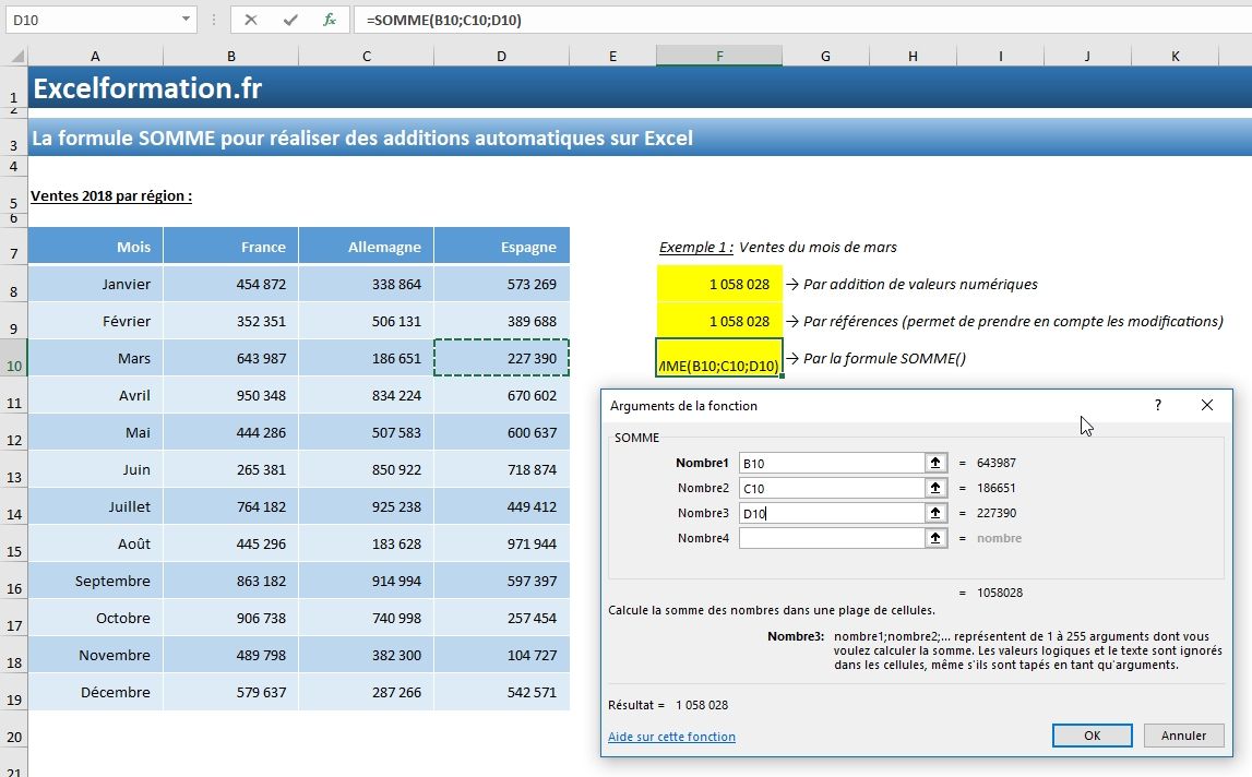 Excel formation - La formule SOMME - 03