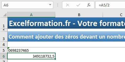 Excel formation - Comment ajouter des zéros devant un nombre - 11