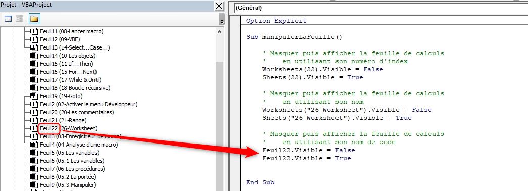 Excel formation - VBA26 - Les feuilles de calcul - 02