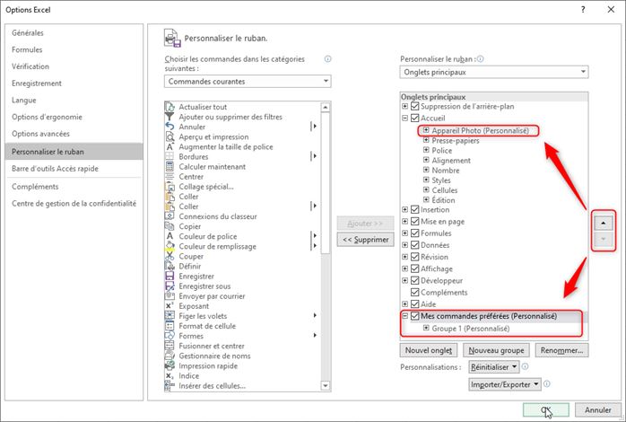 Excel formation - Personnaliser le menu ruban - 10