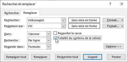 Excel formation - Remplacer des données - 21