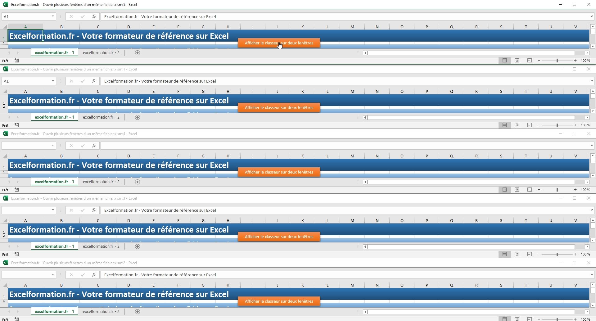 Excel formation - Afficher automatiquement deux fenêtres - 16