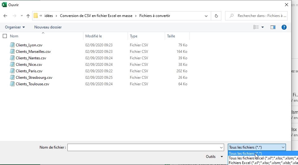 Comment convertir des CSV en fichier Excel en masse tous les fichiers dun répertoire avec VBA