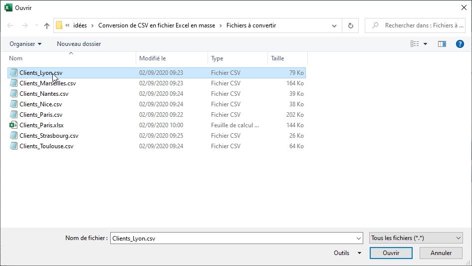 Comment convertir des CSV en fichier Excel en masse tous les fichiers dun répertoire avec VBA