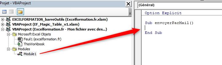 Excel formation - Envoyer mail avec VBA - 10