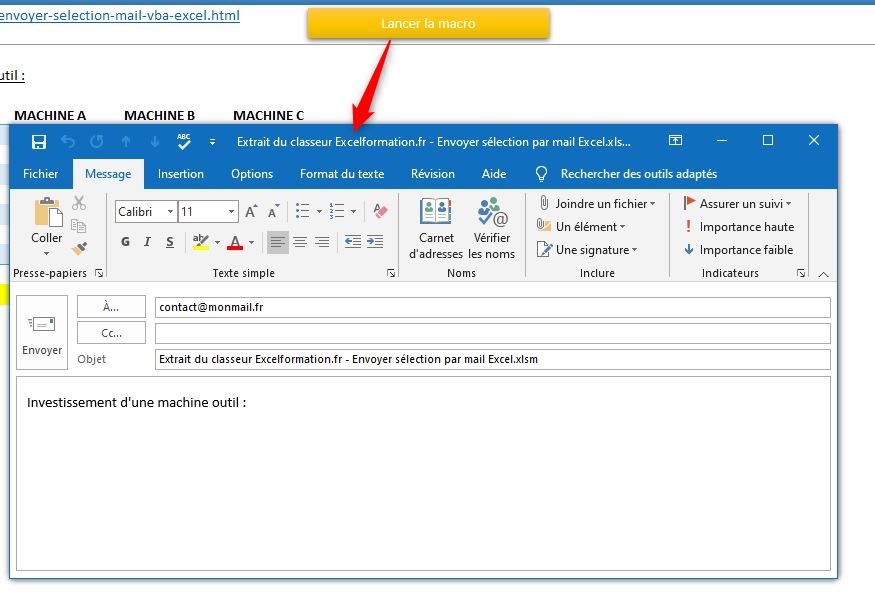 Excel formation - Envoyer mail avec VBA - 12