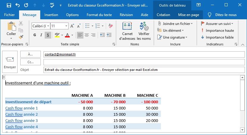 Excel formation - Envoyer mail avec VBA - 13