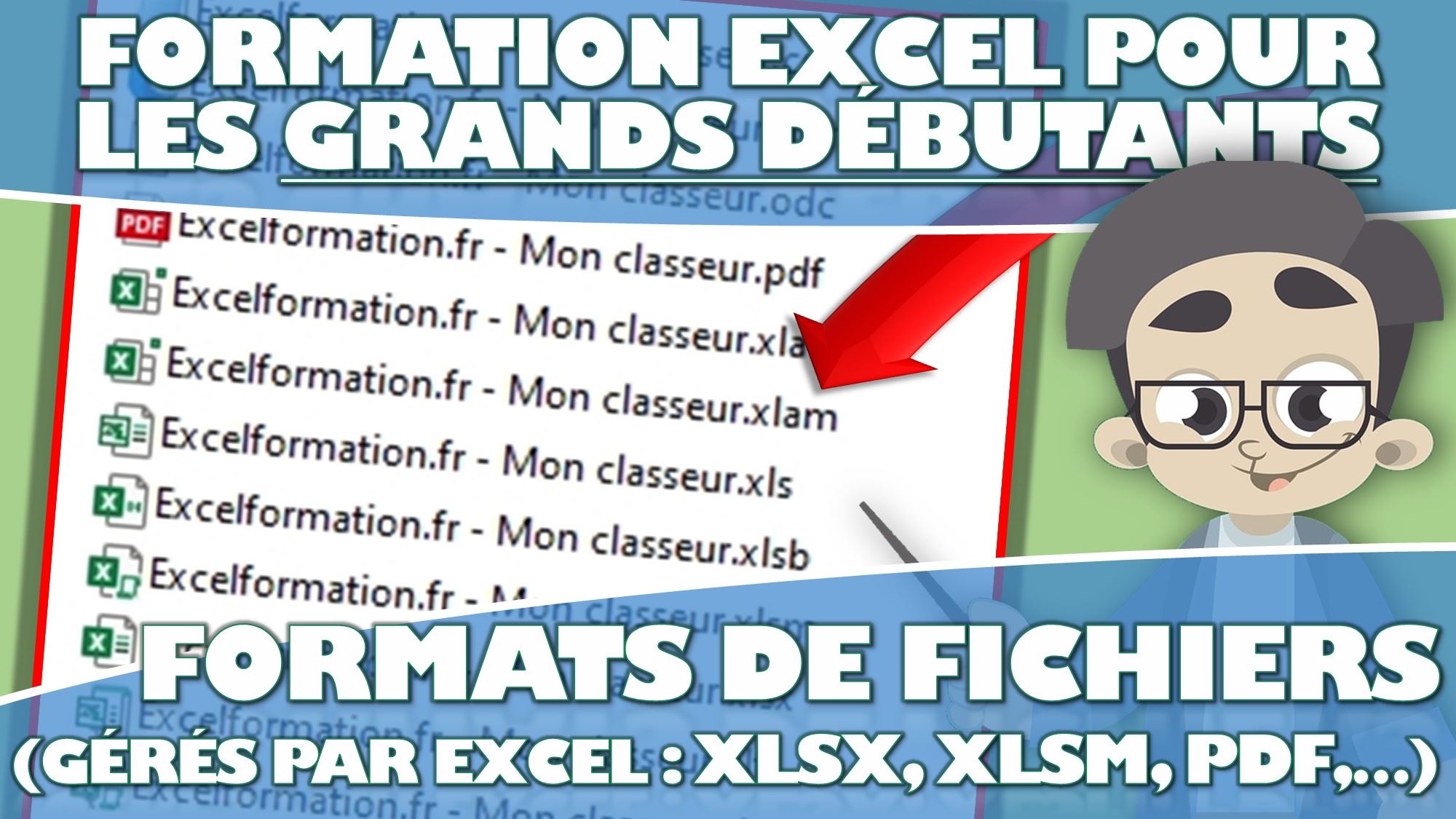 Les formats de fichiers gérés par Excel (xlsx, xlsm, xls, pdf, csv