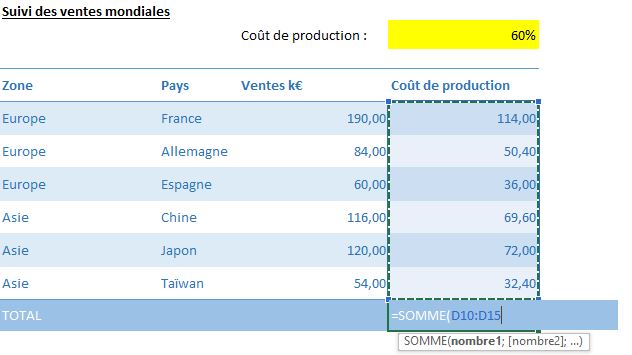 Excel formation - Ma première formule Excel - 10