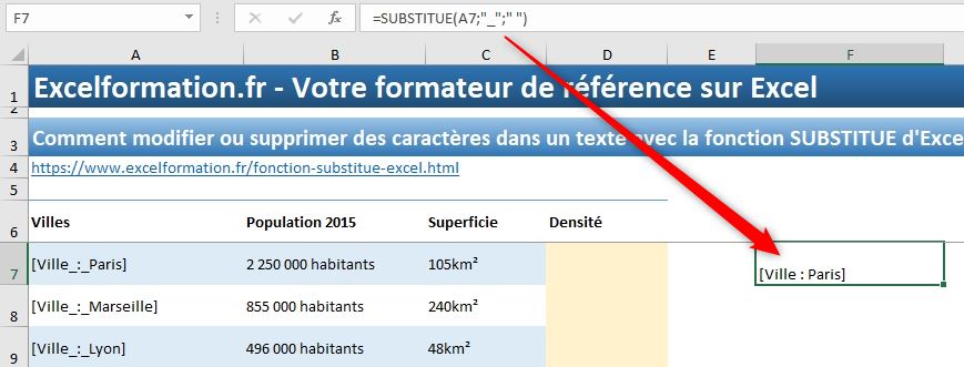 Excel formation - Modifier ou supprimer des caractères - 04