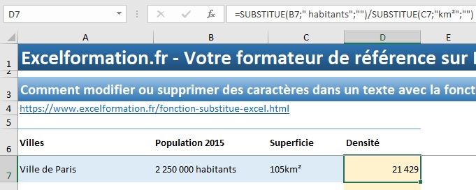 Excel formation - Modifier ou supprimer des caractères - 15