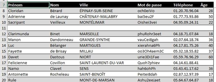 Excel formation - supprimer ligne - 02