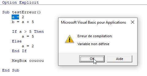 Excel formation - VBA29 Les erreurs de VBA 1 - 08
