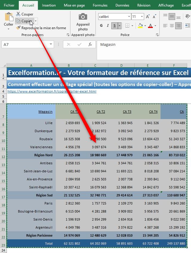 Les bases du copiercoller sur Excel Excel formation