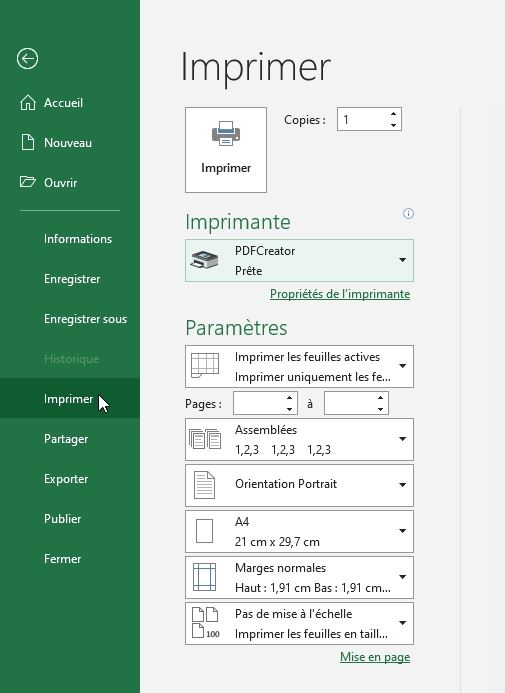 Excel formation - imprimer les feuilles de calcul - 01
