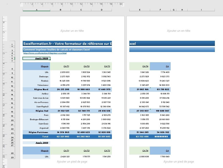 Excel formation - imprimer les feuilles de calcul - 20