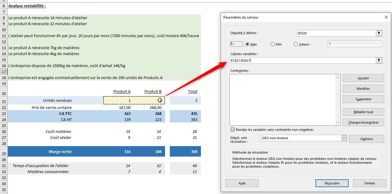 Excel formation - solveur excel - 13