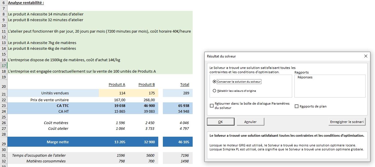 Excel formation - solveur excel - 21