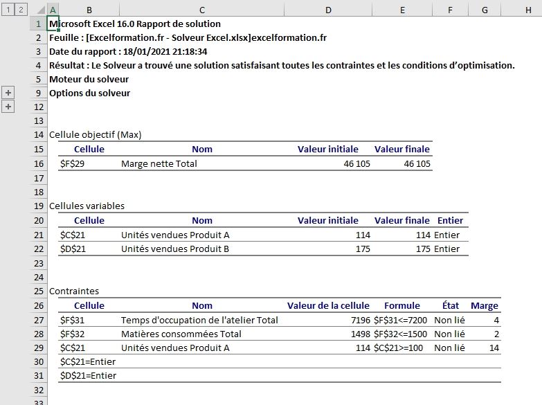 Excel formation - solveur excel - 23