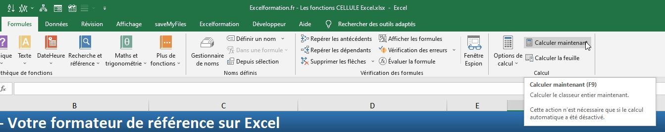 Excel formation - fonction cellule - 07