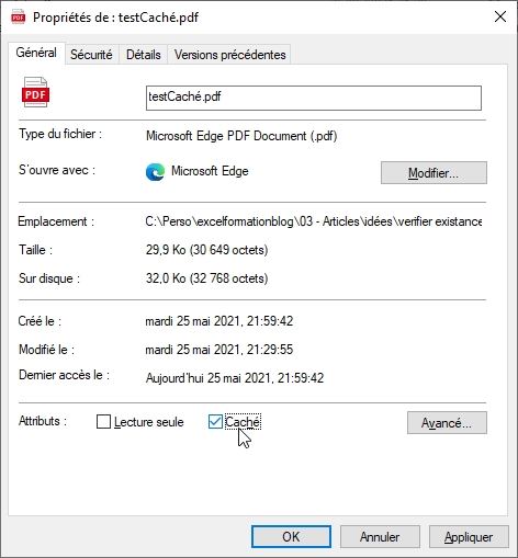 Excel formation - verifier existance fichier - 06
