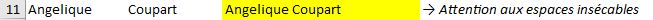 Excel formation - supprimer les espaces - 05