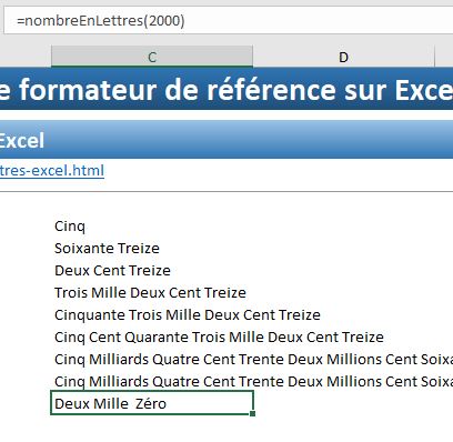 Excel formation - chiffres en lettres - 12