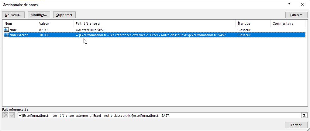 Excel formation - references externes - 17