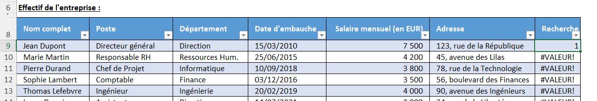 Excel formation - recherche en temps réel - 08