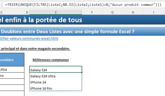 Excel formation - 0022-Comparer deux listes - 05